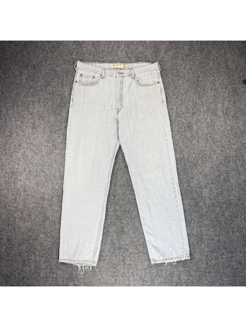 Levi's 550 Jeans Men's 38x34 Light Blue Washed Denim Relaxed Fit Straight Leg